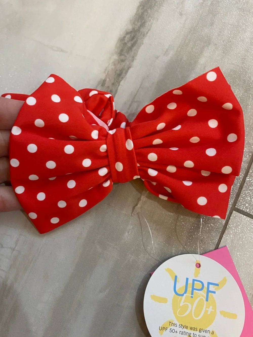 NWT RuflleButts Vibrant Red Polka Dot Bow Swim Headband One Size Baby & Toddler